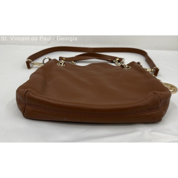 Vintage Michael Kors Brown Pebbled Leather‎ Hobo Shoulder Bag Purse Chain Handle - Picture 6 of 11